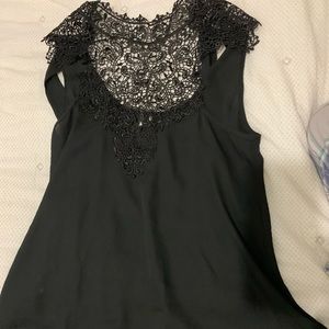 High neck black, flowy blouse